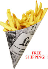 Small K-15 French Newspaper Paper Cones, holds 6.5 oz.